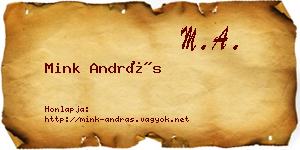Mink András névjegykártya